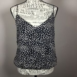 New with tag Nine Britton camisole top black with cream asymmetrical dots sz M